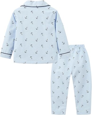 Mud Kingdom Boys Pajamas Set with Notch Collar Anchor Pattern Long Sleeve in Saudi Arabia