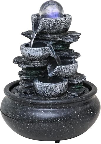 Tabletop Fountain Indoor Waterfall Meditation Fountain,Desktop Water Feature with LED Light for Home Office Bedroom Relaxation (26002) in Saudi Arabia
