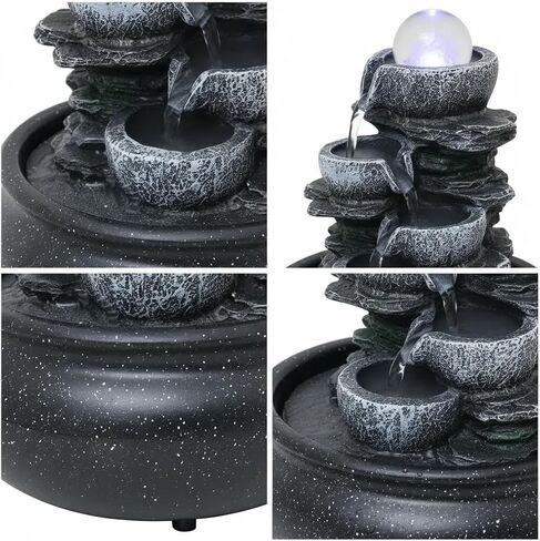 Tabletop Fountain Indoor Waterfall Meditation Fountain,Desktop Water Feature with LED Light for Home Office Bedroom Relaxation (26002) in Saudi Arabia