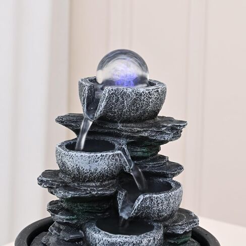 Tabletop Fountain Indoor Waterfall Meditation Fountain,Desktop Water Feature with LED Light for Home Office Bedroom Relaxation (26002) in Saudi Arabia