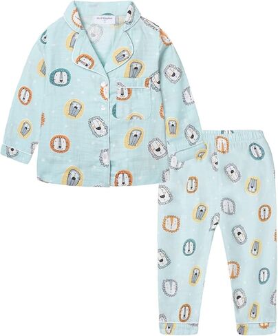 Mud Kingdom Boys Pajamas Set with Notch Collar Anchor Pattern Long Sleeve in Saudi Arabia