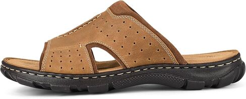 FIEEIF Men’s Original Leather Slide Sandals with Arch Support Hand-sewn Stitching Comfortable Cushion Walking Flip Flop Slip On Indoor Outdoor Summer Footwear in Kuwait