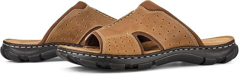 FIEEIF Men’s Original Leather Slide Sandals with Arch Support Hand-sewn Stitching Comfortable Cushion Walking Flip Flop Slip On Indoor Outdoor Summer Footwear in Kuwait