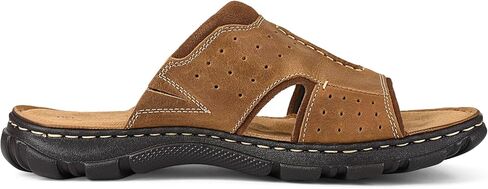 FIEEIF Men’s Original Leather Slide Sandals with Arch Support Hand-sewn Stitching Comfortable Cushion Walking Flip Flop Slip On Indoor Outdoor Summer Footwear in Kuwait
