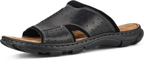 FIEEIF Men’s Original Leather Slide Sandals with Arch Support Hand-sewn Stitching Comfortable Cushion Walking Flip Flop Slip On Indoor Outdoor Summer Footwear in Kuwait