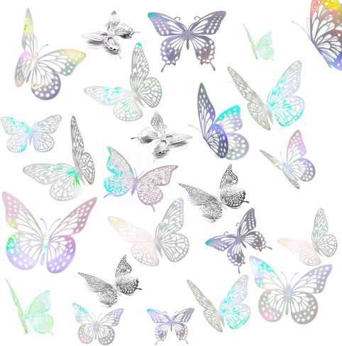 3D Butterfly Wall Stickers Butterflies in 3 Sizes 4 Styles, Party Decor, Birthday Decorations, Butterflies for Crafts, Cake Decorating, Room Decor (48 Pcs Lavender/Purple) in Kuwait
