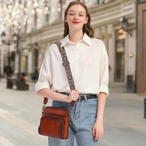 HESHE Genuine Leather Crossbody Bags for Women Satchel Purses Shoulder Handbags with 2 Adjustable Strap Hobo Purse in Saudi Arabia