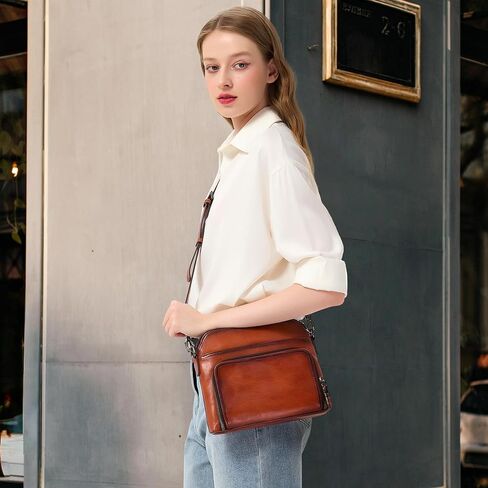 HESHE Genuine Leather Crossbody Bags for Women Satchel Purses Shoulder Handbags with 2 Adjustable Strap Hobo Purse in Saudi Arabia