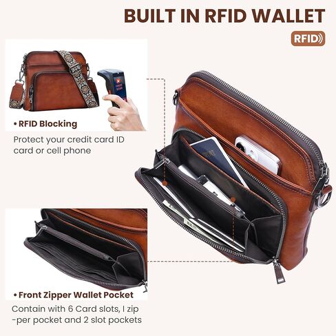 HESHE Genuine Leather Crossbody Bags for Women Satchel Purses Shoulder Handbags with 2 Adjustable Strap Hobo Purse in Saudi Arabia