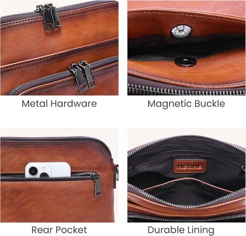 HESHE Genuine Leather Crossbody Bags for Women Satchel Purses Shoulder Handbags with 2 Adjustable Strap Hobo Purse in Saudi Arabia