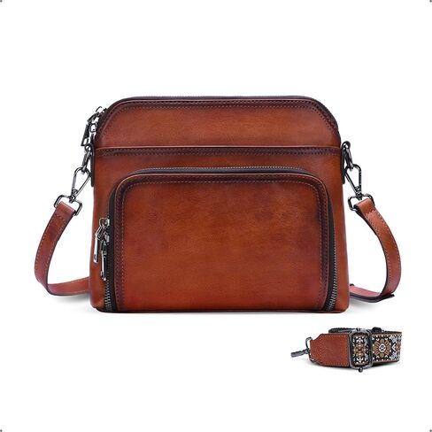 HESHE Genuine Leather Crossbody Bags for Women Satchel Purses Shoulder Handbags with 2 Adjustable Strap Hobo Purse in Saudi Arabia