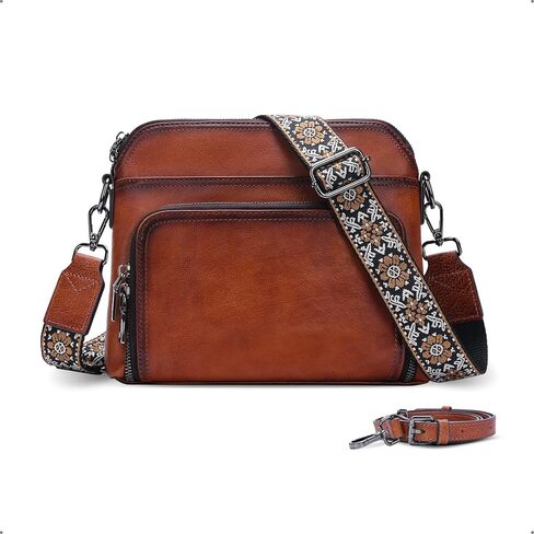 HESHE Genuine Leather Crossbody Bags for Women Satchel Purses Shoulder Handbags with 2 Adjustable Strap Hobo Purse in Saudi Arabia