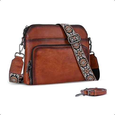 HESHE Genuine Leather Crossbody Bags for Women Satchel Purses Shoulder Handbags with 2 Adjustable Strap Hobo Purse in Saudi Arabia