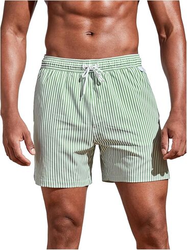 Floerns Men's Striped Swim Trunks Drawstring Waist Board Shorts Beach Shorts with Pockets in Saudi Arabia