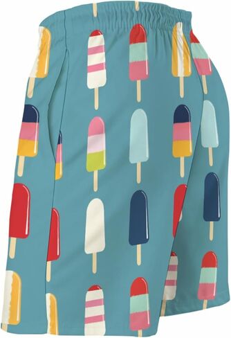 Watercolor Popsicles Men's Swim Trunks Colorful Popsicles Summer Swimming Shorts Funny Bathing Pants with Pockets in Saudi Arabia