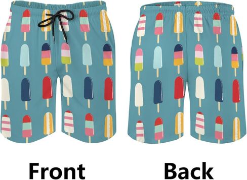 Watercolor Popsicles Men's Swim Trunks Colorful Popsicles Summer Swimming Shorts Funny Bathing Pants with Pockets in Saudi Arabia