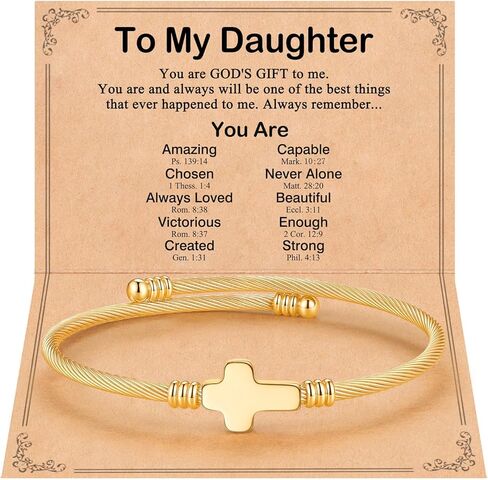 You Are God's Gift – Bible Verse Christian Gold Cross Bangle For Teen Girls Christmas, Birthday Gifts for Granddaughter, Daughter, or Niece in Saudi Arabia
