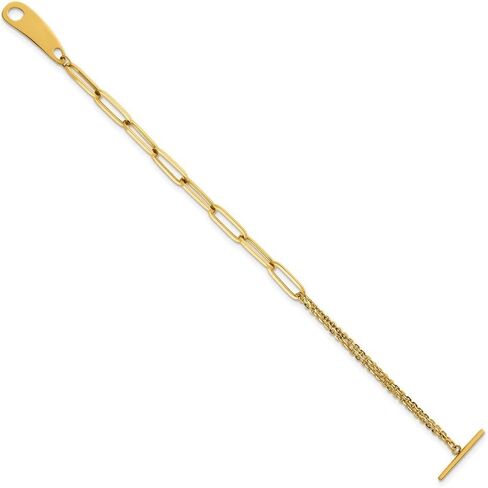 JewelryWeb 14k Solid Yellow Gold Mixed Link Toggle Bracelet 7.5 Inch 8.55mm Wide 0.5mm Thick-Link-Bracelet for Women in Saudi Arabia