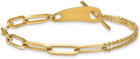JewelryWeb 14k Solid Yellow Gold Mixed Link Toggle Bracelet 7.5 Inch 8.55mm Wide 0.5mm Thick-Link-Bracelet for Women in Saudi Arabia