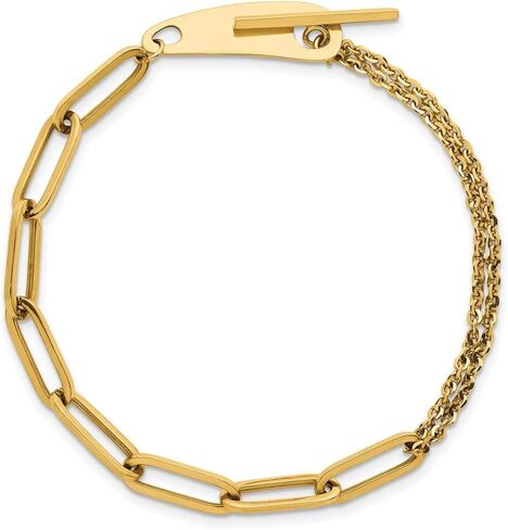 JewelryWeb 14k Solid Yellow Gold Mixed Link Toggle Bracelet 7.5 Inch 8.55mm Wide 0.5mm Thick-Link-Bracelet for Women in Saudi Arabia