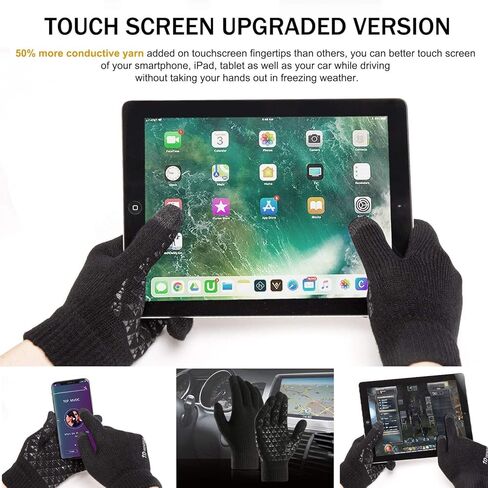 TRENDOUX 2 Pairs Touchscreen Winter Gloves： Anti-Slip Knit Cold Weather Warm Gloves for Men Women Driving Running Gift in Saudi Arabia