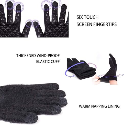 TRENDOUX 2 Pairs Touchscreen Winter Gloves： Anti-Slip Knit Cold Weather Warm Gloves for Men Women Driving Running Gift in Saudi Arabia