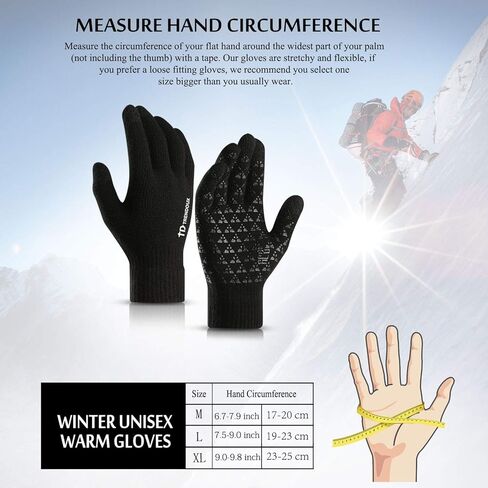 TRENDOUX 2 Pairs Touchscreen Winter Gloves： Anti-Slip Knit Cold Weather Warm Gloves for Men Women Driving Running Gift in Saudi Arabia
