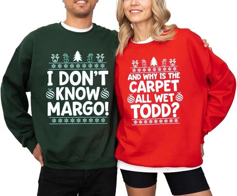 Why is The Carpet All Wet Todd Christmas Maching Couple Shirts - I Don't Know Margo Christmas Couple Costumes Shirt, Couple Christmas T-Shirt, Vacation Couples Matching Pajamas Outfits Tee Multi in Saudi Arabia
