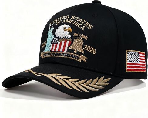 United States 250 Anniversary USA Hat, 1776-2026 Adjustable Embroidered Patriotic Hats 250 American Hat for Men Women in Saudi Arabia