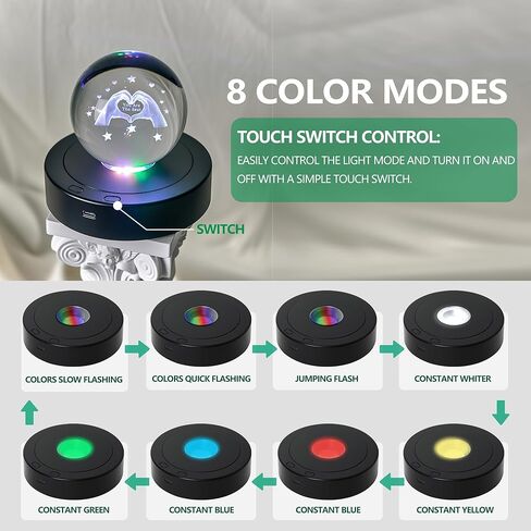 ZEERSHEE 4.5 * 1.2 بوصة حامل عرض ضوء LED دوار عرض دوران إيجابي وسلبي مع قاعدة أضواء ملونة لديكور عيد الميلاد الزجاجي والكريستالي (أسود) in Kuwait