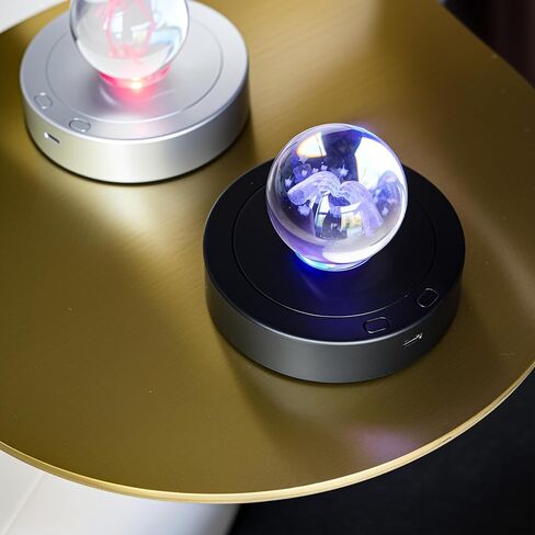 ZEERSHEE 4.5 * 1.2 بوصة حامل عرض ضوء LED دوار عرض دوران إيجابي وسلبي مع قاعدة أضواء ملونة لديكور عيد الميلاد الزجاجي والكريستالي (أسود) in Kuwait
