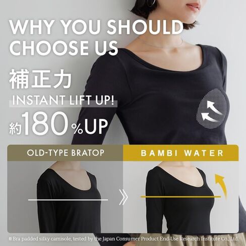 Bambi Water Women's Bra Padded Long Sleeve Thermal Underwear Warm Heat Wide Neck Fit Japan Patented (Black,Small) in Saudi Arabia