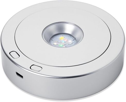 ZEERSHEE 4.5 * 1.2 بوصة حامل عرض ضوء LED دوار عرض دوران إيجابي وسلبي مع قاعدة أضواء ملونة لديكور عيد الميلاد الزجاجي والكريستالي (أسود) in Kuwait