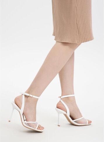 Shoe'N Tale Heeled Sandals for Women Mesh Ankle Heels High Heels Buckle Strap Square Toe Stiletto Heel in Saudi Arabia