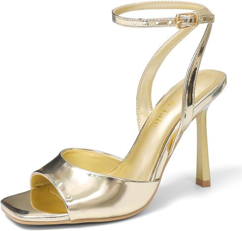 Shoe'N Tale Heeled Sandals for Women Mesh Ankle Heels High Heels Buckle Strap Square Toe Stiletto Heel in Saudi Arabia