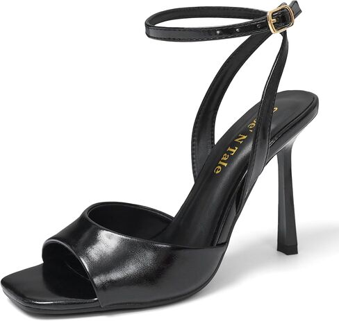 Shoe'N Tale Heeled Sandals for Women Mesh Ankle Heels High Heels Buckle Strap Square Toe Stiletto Heel in Saudi Arabia