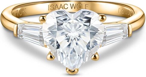 خاتم ISAAC WOLF معتمد من الذهب عيار 10 قيراط 2 قيراط على شكل قلب مدبب باجيت مويسانيتي سوليتير in Saudi Arabia