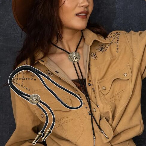 Native American Bolo Tie, Rodeo Cowboy Leather Necktie & Western Necklace – Handmade Costume Accessory for Men and Women in Saudi Arabia
