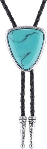 Bolo Tie for Women Men Turquoise Natural Stone Cowboy Ties for Men Westen Necklace Rodeo Leather Necktie in Saudi Arabia
