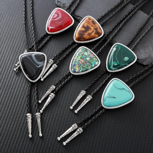 Bolo Tie for Women Men Turquoise Natural Stone Cowboy Ties for Men Westen Necklace Rodeo Leather Necktie in Saudi Arabia