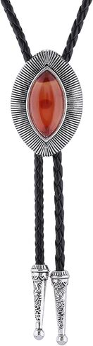 Bolo Tie for Women Men Turquoise Natural Stone Cowboy Ties for Men Westen Necklace Rodeo Leather Necktie in Saudi Arabia