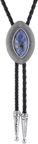 Bolo Tie for Women Men Turquoise Natural Stone Cowboy Ties for Men Westen Necklace Rodeo Leather Necktie in Saudi Arabia