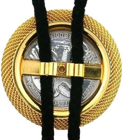 Walking Liberty Silver Half Dollar Gold MESH BOLO TIE Cord TIP EBS6271-11923 in Saudi Arabia