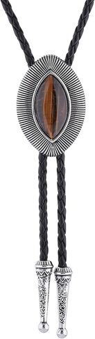 Bolo Tie for Women Men Turquoise Natural Stone Cowboy Ties for Men Westen Necklace Rodeo Leather Necktie in Saudi Arabia