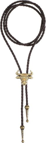 1PCS Bolo Tie Western Cowboy Bolo Ties Necklace Jewelry Sparkly Retro Cowgirl Rhinestone Handmade Leather Necktie Cowboy Banquet Birthday Anniver Gift for Men Women in Saudi Arabia