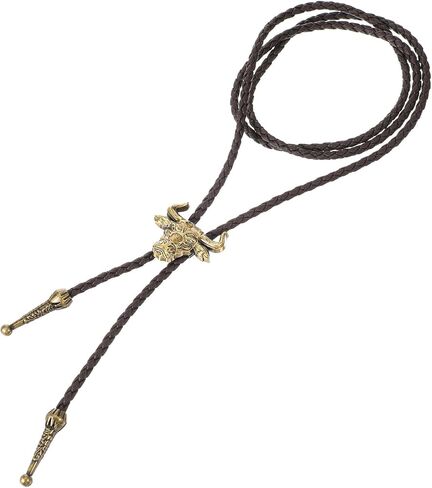 1PCS Bolo Tie Western Cowboy Bolo Ties Necklace Jewelry Sparkly Retro Cowgirl Rhinestone Handmade Leather Necktie Cowboy Banquet Birthday Anniver Gift for Men Women in Saudi Arabia