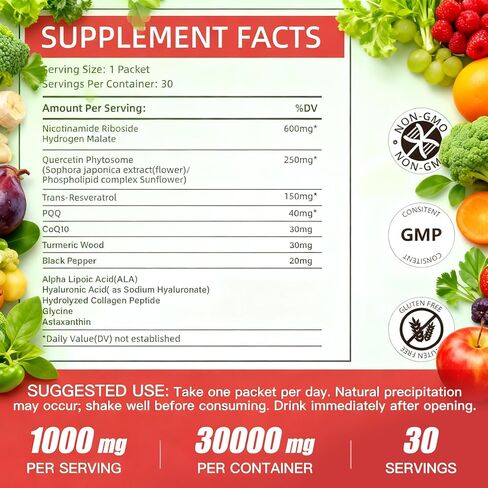 ALLBIZ NAD+ Liquid Supplement Boost NAD+ Levels as We Age, NAD+ Liquid Focus for Men & Women (30 Packets) in Saudi Arabia