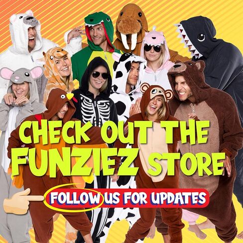 Funziez! زي تنكري للكبار بقصة ضيقة - زي الهالوين على شكل حيوان - بدلة تنكرية من قطعة واحدة على شكل فاكهة قطيفة للنساء والرجال in Kuwait