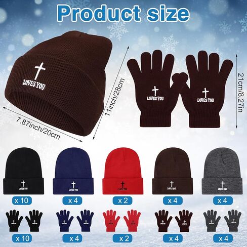 Christian Cross Beanies Hat and Gloves Bulk Winter Jesus Knitted Cap Unisex Religious Gifts Homeless Donation in Saudi Arabia