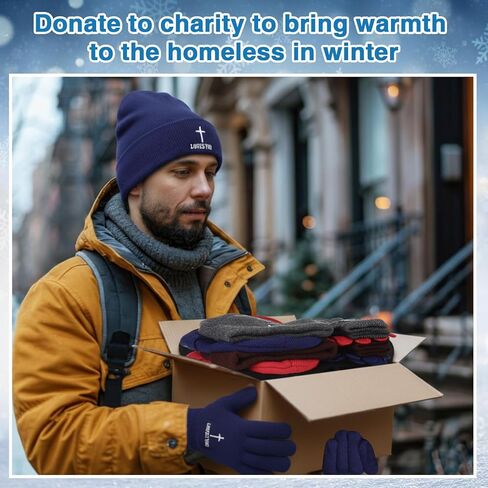 Christian Cross Beanies Hat and Gloves Bulk Winter Jesus Knitted Cap Unisex Religious Gifts Homeless Donation in Saudi Arabia